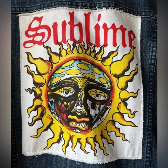 Sublime Brand Licensed Denim Jacket w/ Logo Patch and Large Sun Patch (Men’s XL) - Picture 3 of 10